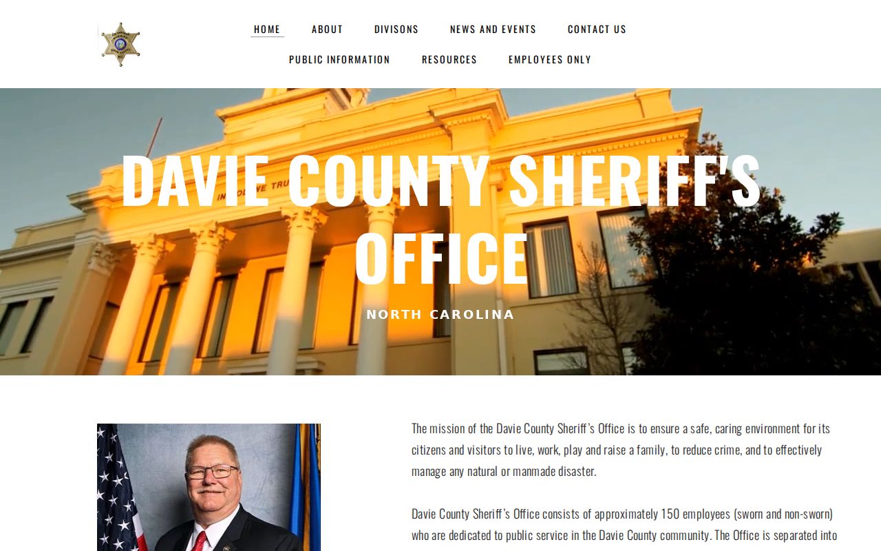 Davie County arrest records on the official sheriff website