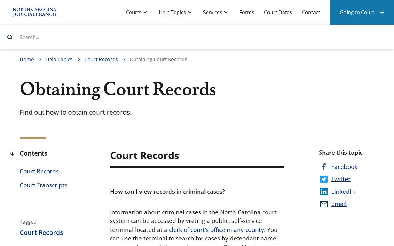 Official access options for Davie County criminal case records
