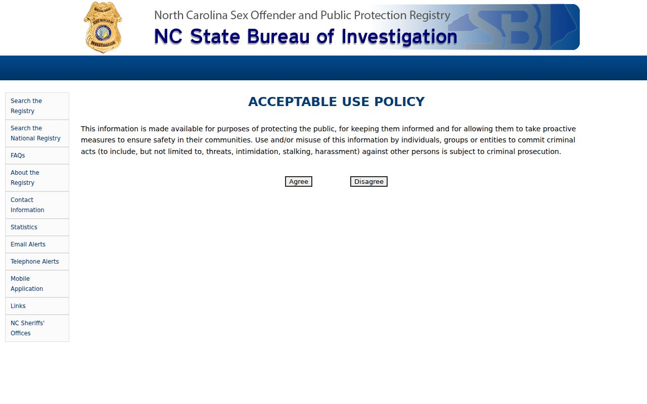 Davie County sex offender lookup search fields in the North Carolina registry