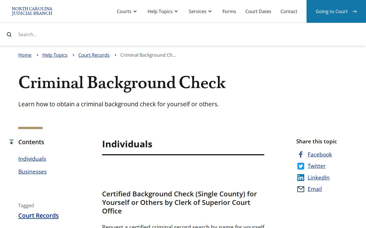 Davie County certified criminal record search instructions